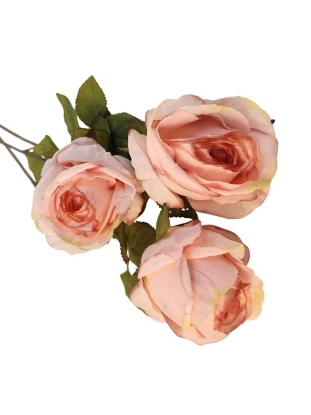 Blush Pink Artificial Roses Set Of 3 Fake Flower Stems Silk Roses Long Stem Wedd